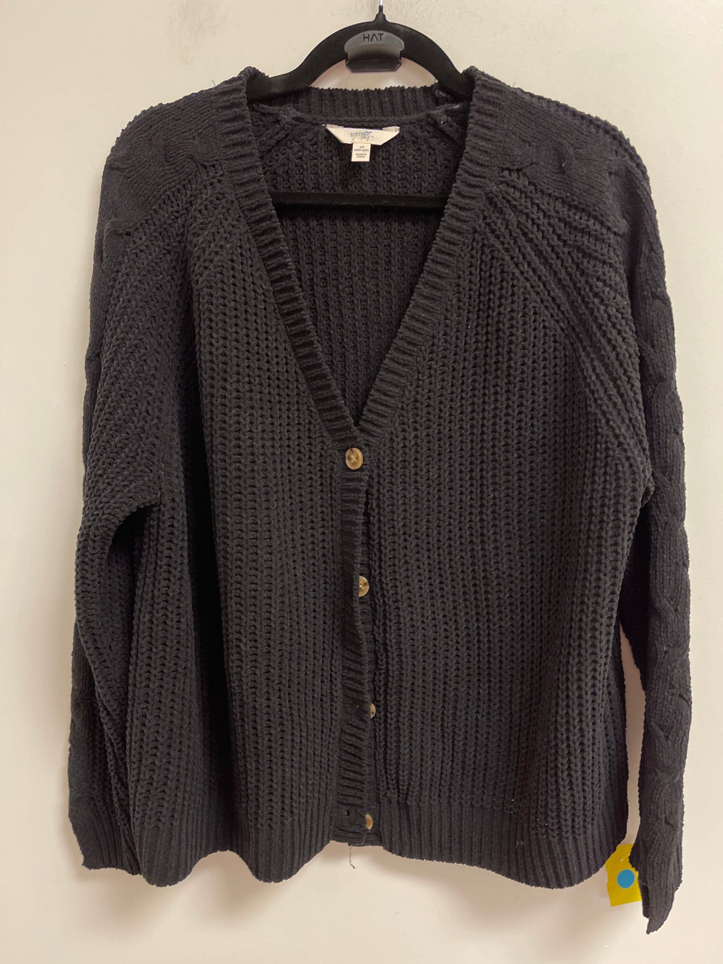 Sweater Cardigan By Terra & Sky In Black, Size: 1x