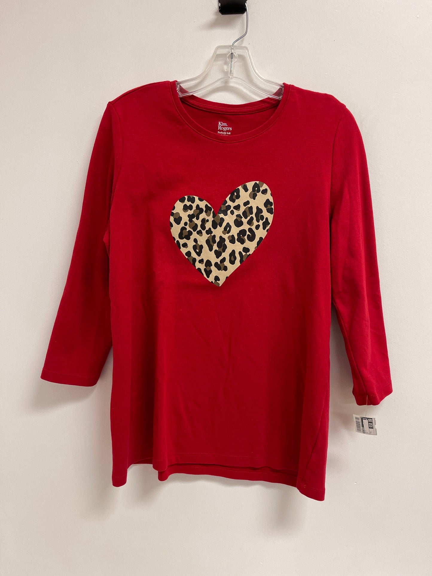 Top Long Sleeve By Kim Rogers In Red, Size: M