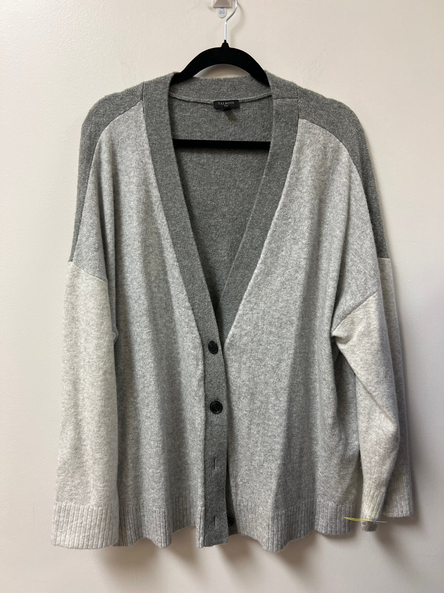 Sweater Cardigan By Talbots In Grey, Size: 3x