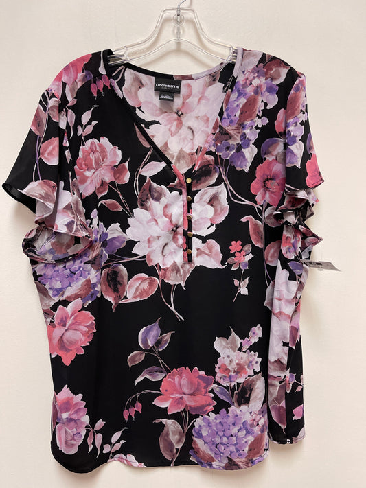 Top Short Sleeve By Liz Claiborne In Floral Print, Size: 2x