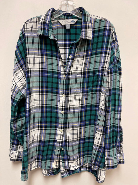 Blouse Long Sleeve By Old Navy In Blue & Green, Size: 2x