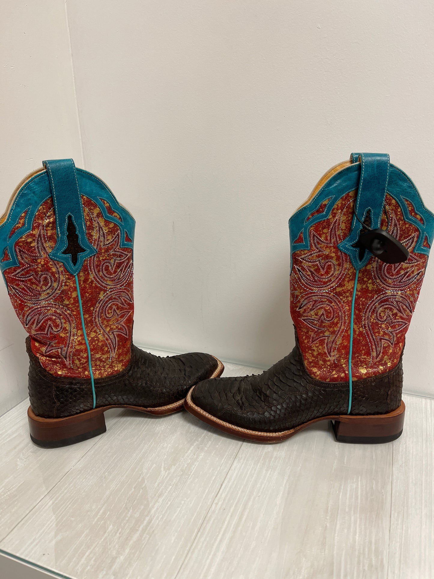 Boots Western By Cmb In Blue & Red, Size: 7.5