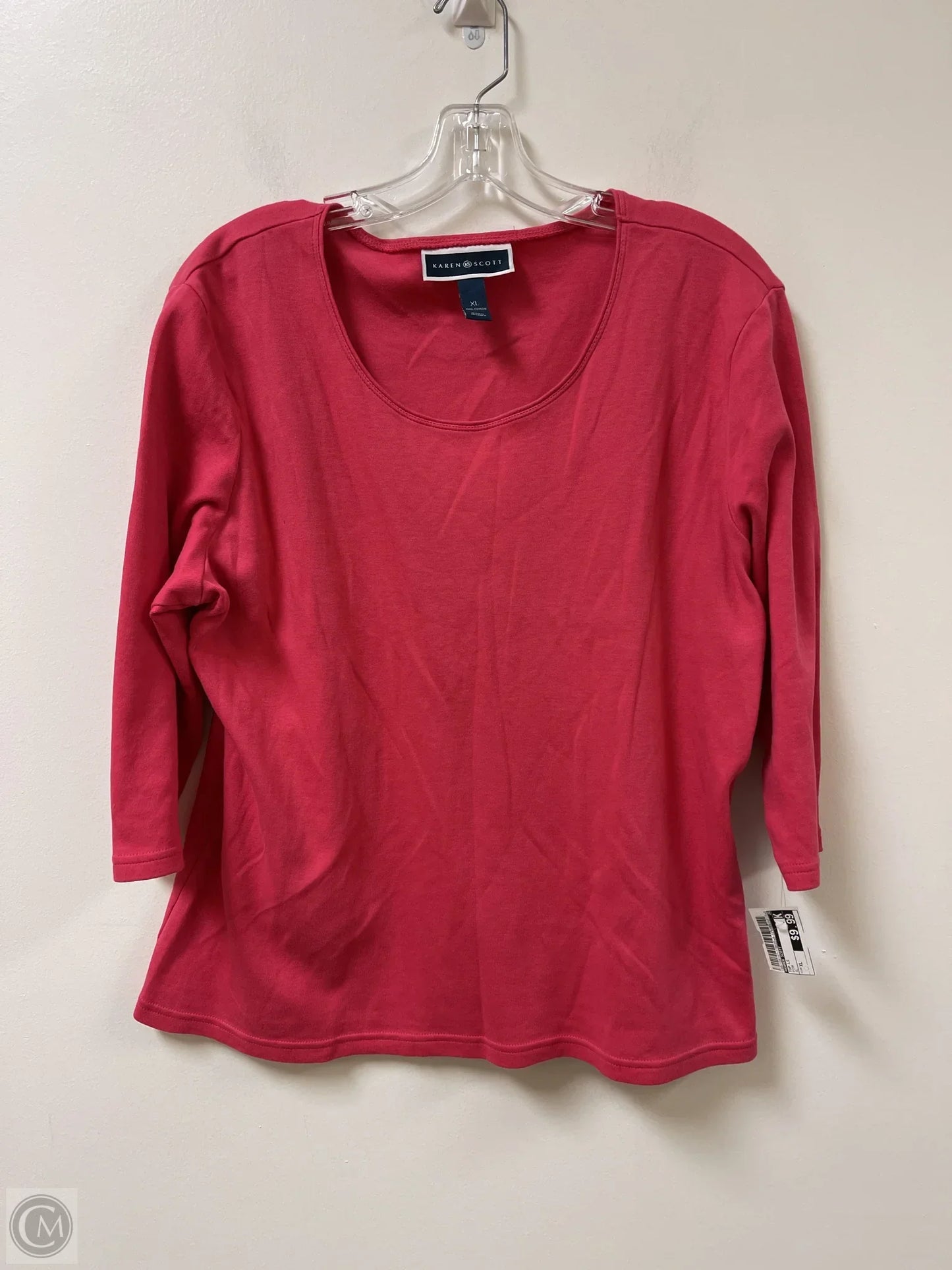 Top Long Sleeve By Karen Scott In Pink, Size: Xl