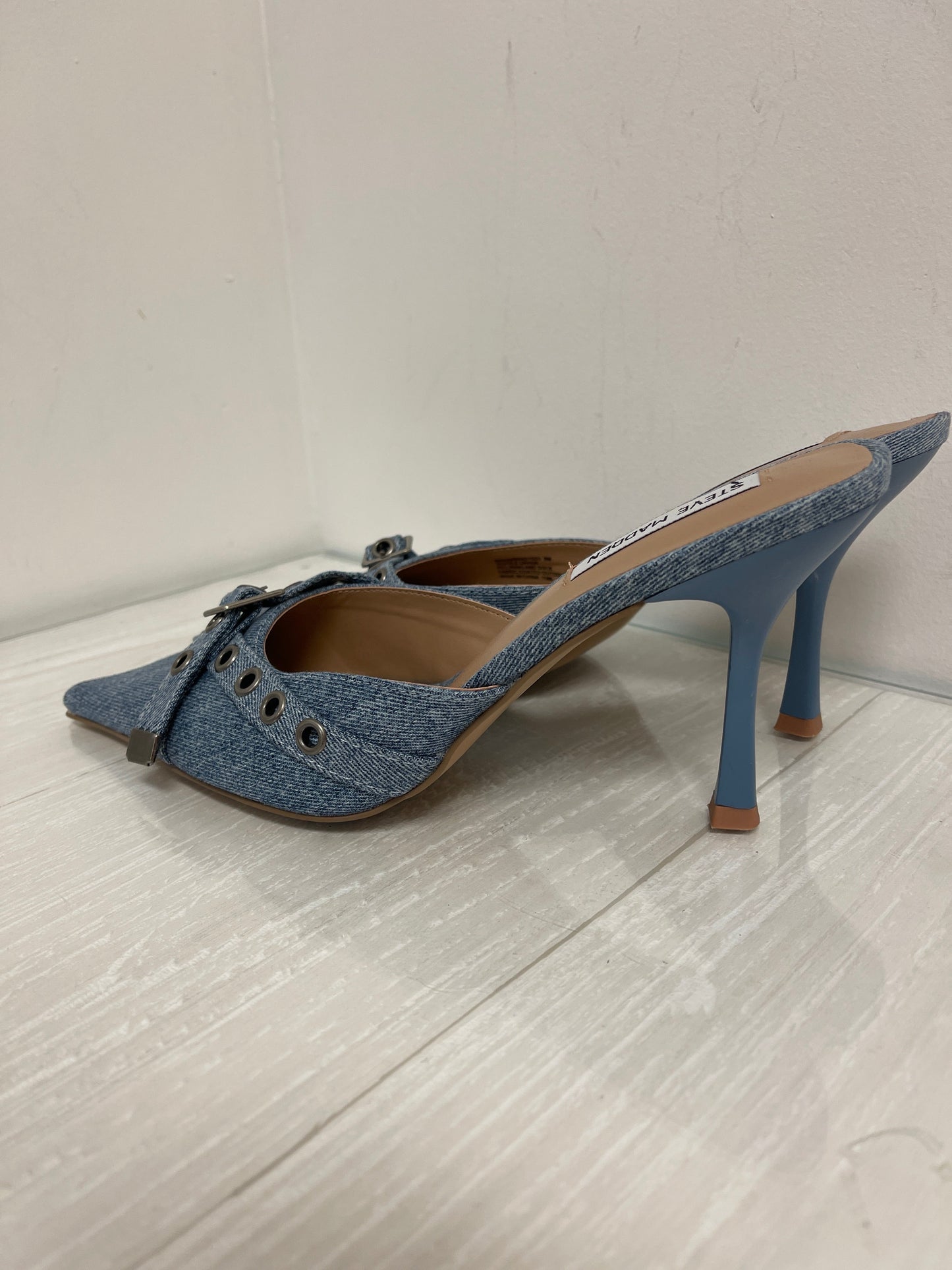 Shoes Heels Stiletto By Steve Madden In Blue Denim, Size: 9