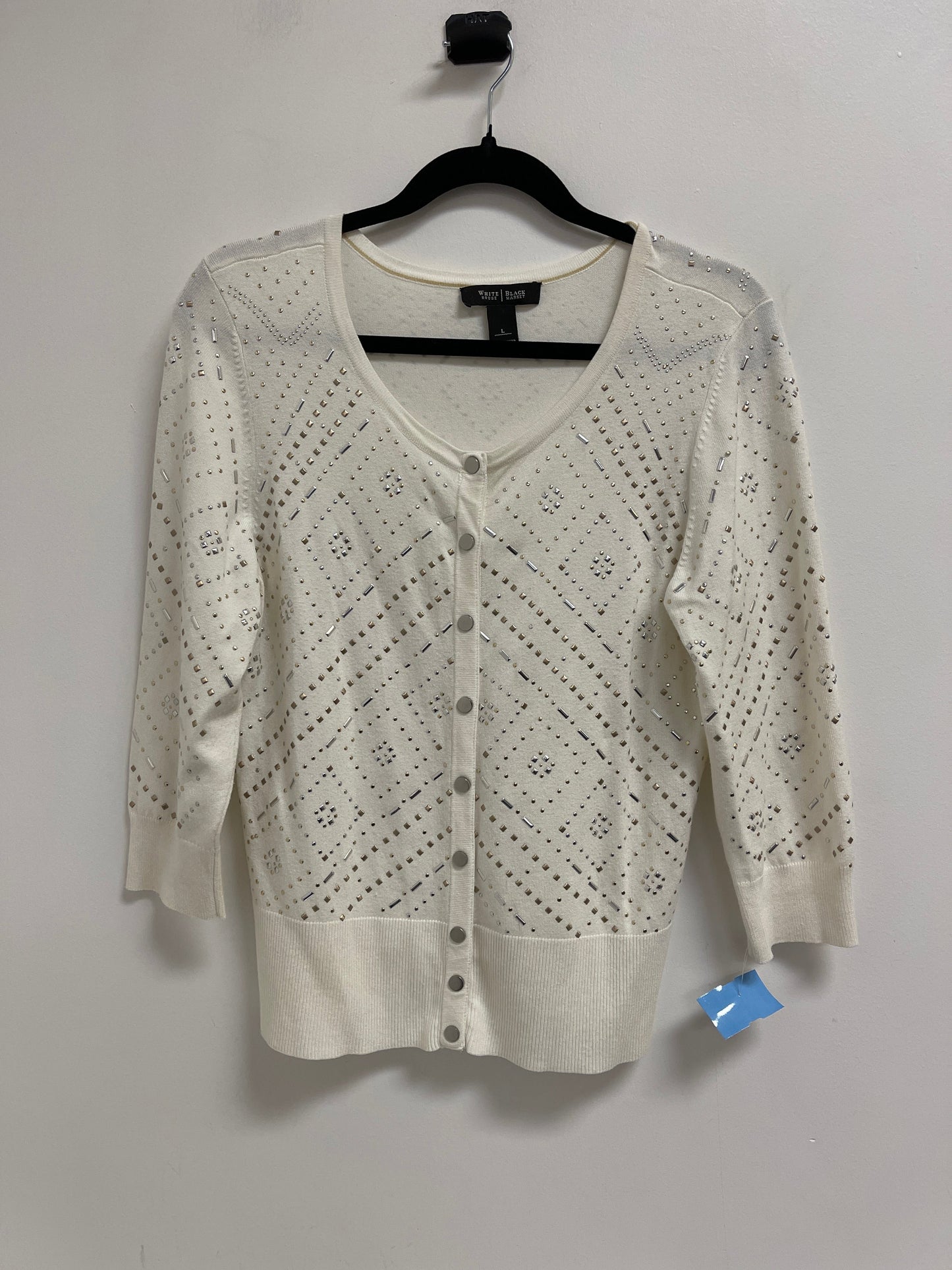 Sweater Cardigan By White House Black Market In Cream, Size: L