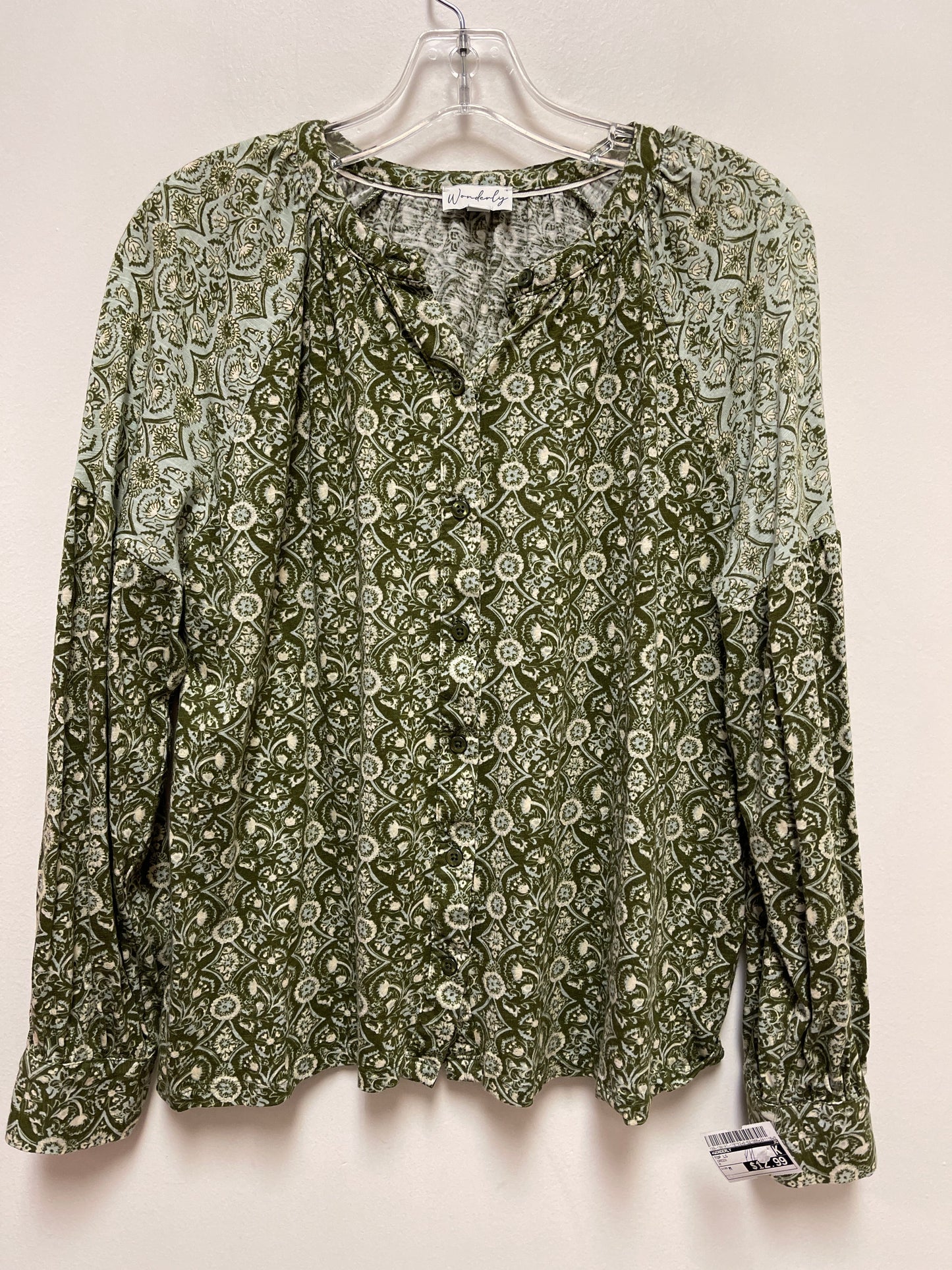 Top Long Sleeve By Wonderly In Green, Size: M