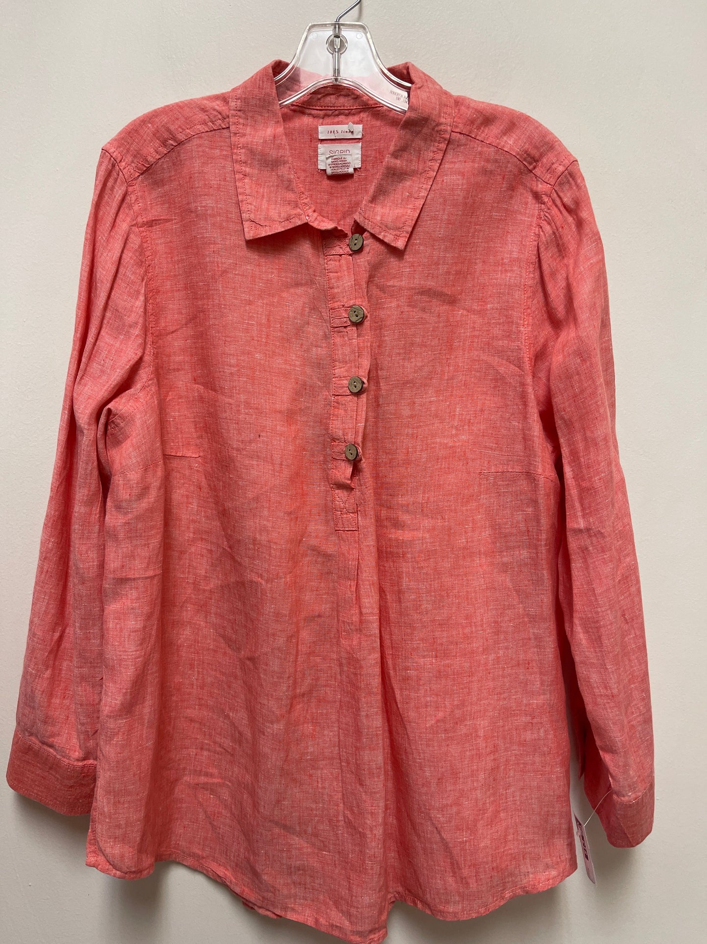 Top Long Sleeve By Sigrid Olsen In Coral, Size: 1x