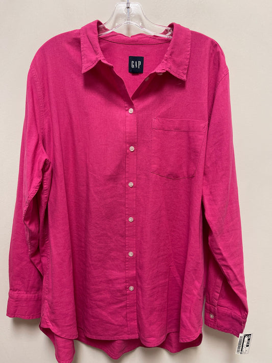 Blouse Long Sleeve By Gap In Pink, Size: 2x