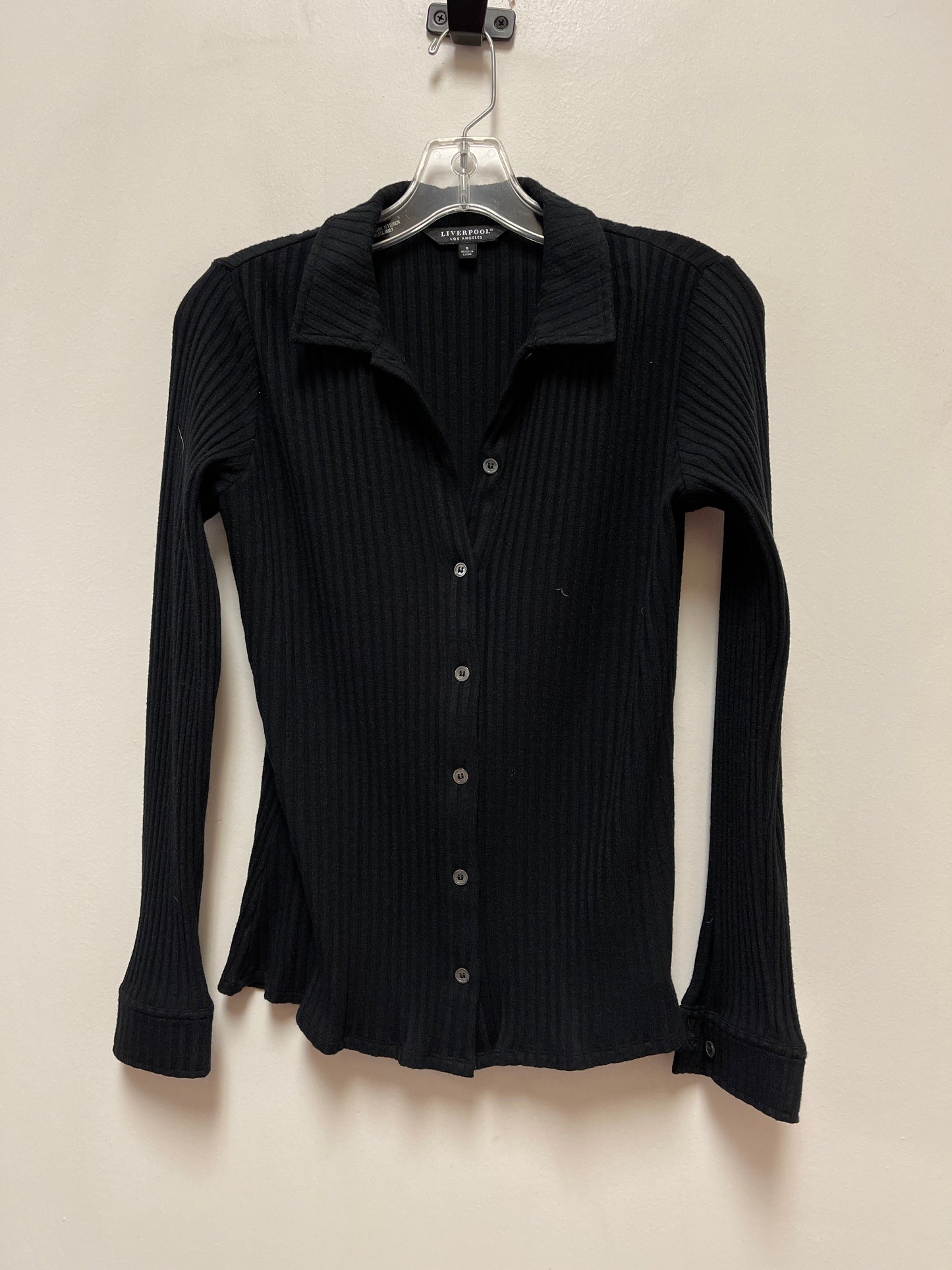 Blouse Long Sleeve By Liverpool In Black, Size: S