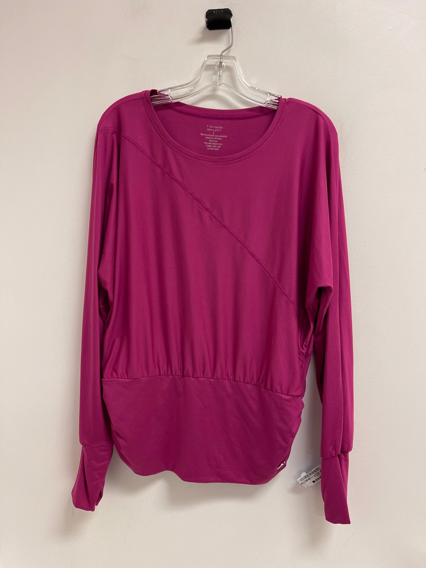 Athletic Top Long Sleeve Crewneck By Tahari By Arthur Levine In Pink, Size: L