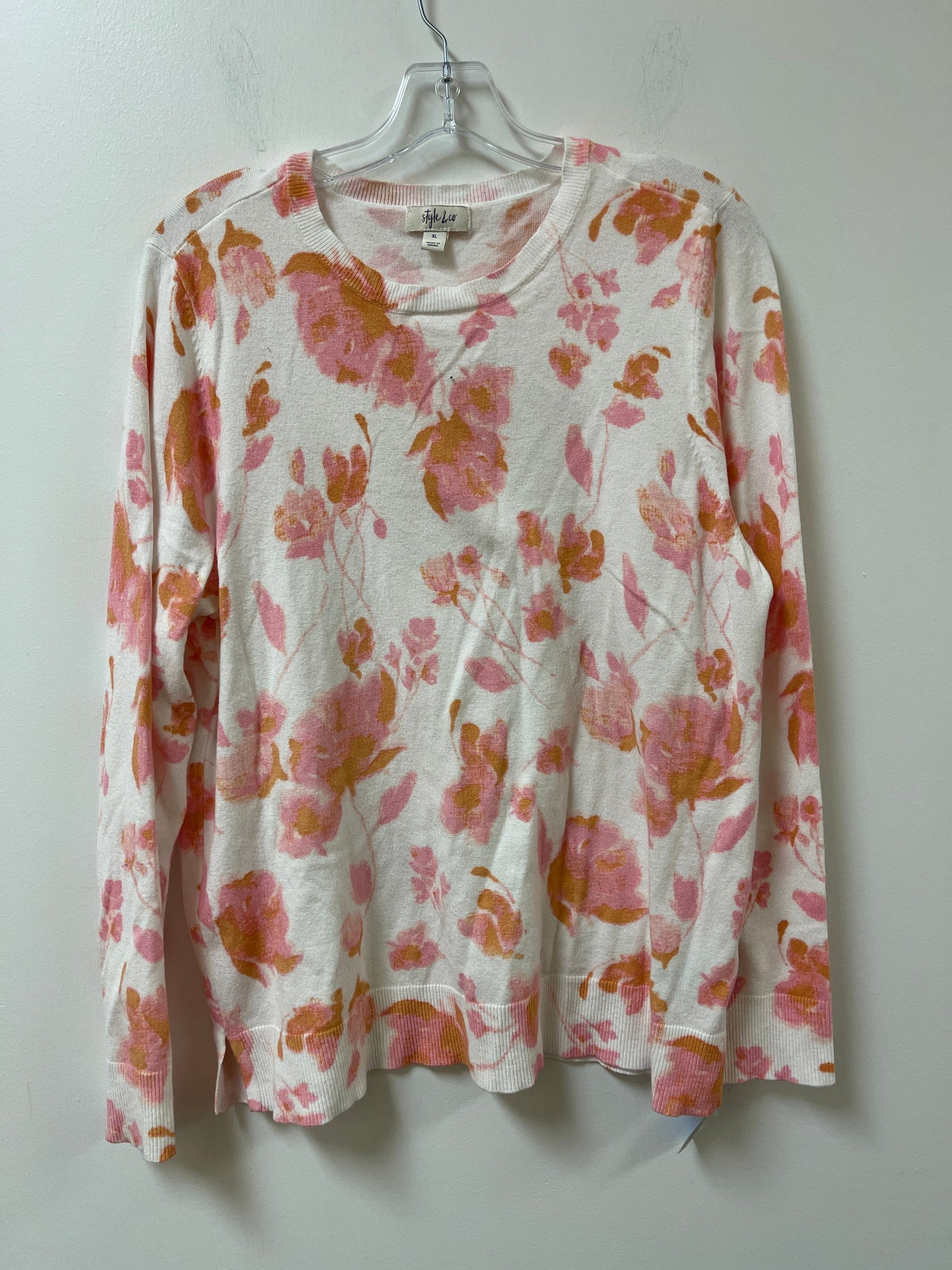 Sweater By Style And Company In Floral Print, Size: Xl