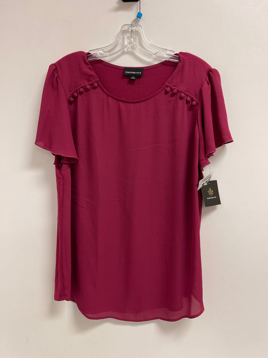 Top Short Sleeve By Fortune & Ivy In Purple, Size: L