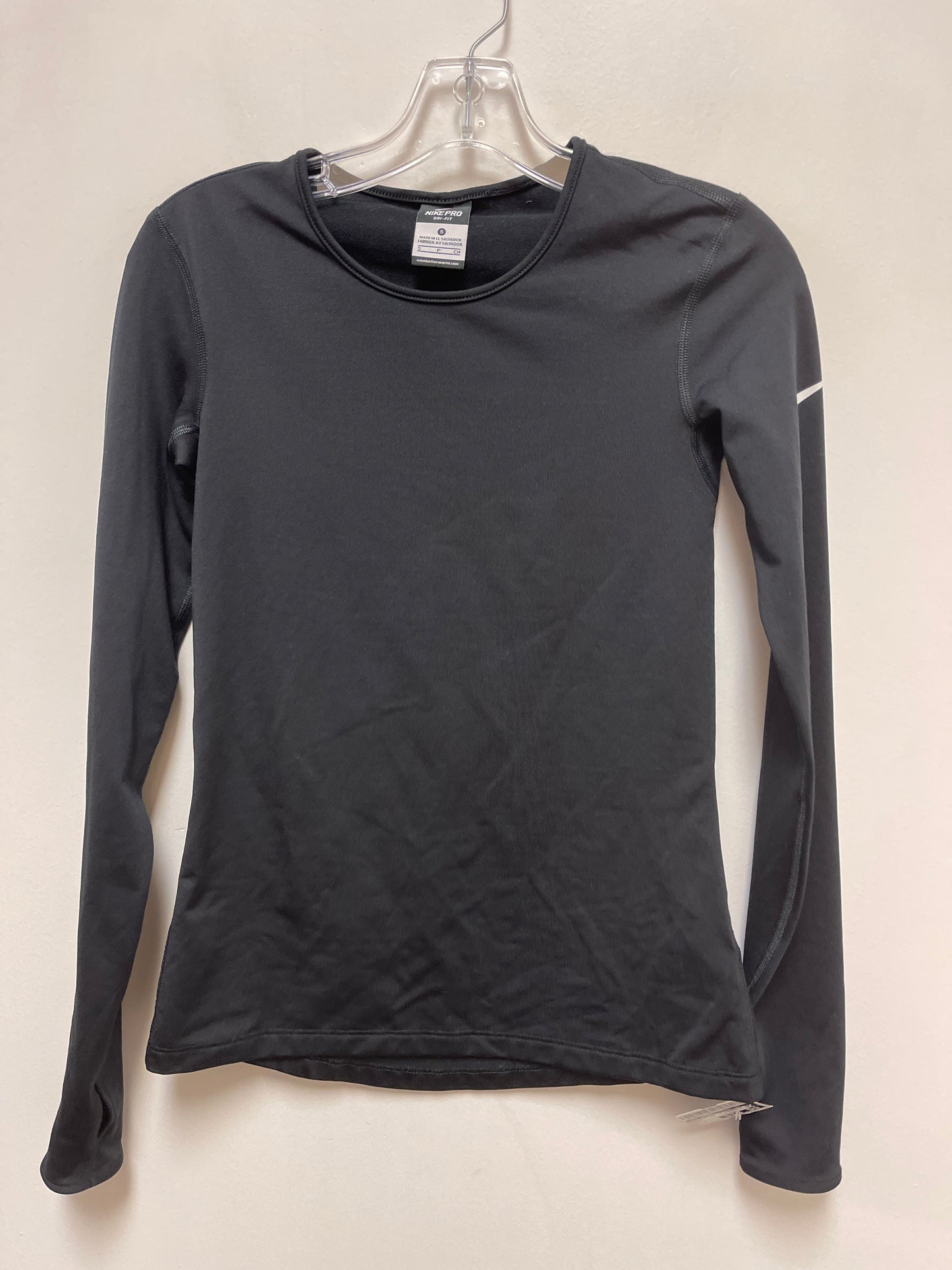 Athletic Top Long Sleeve Crewneck By Nike Apparel In Black, Size: S