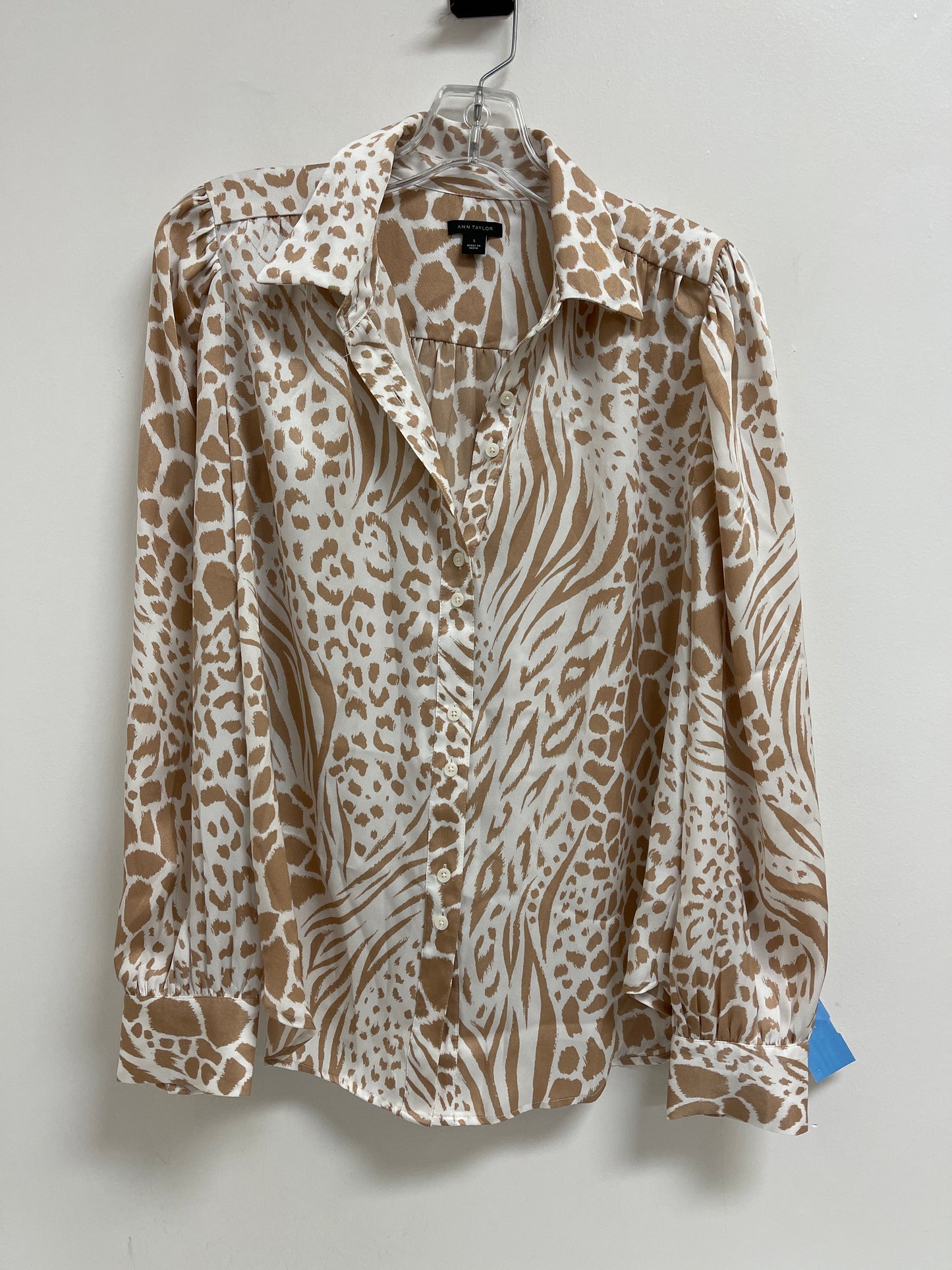 Blouse Long Sleeve By Ann Taylor In Cream, Size: S