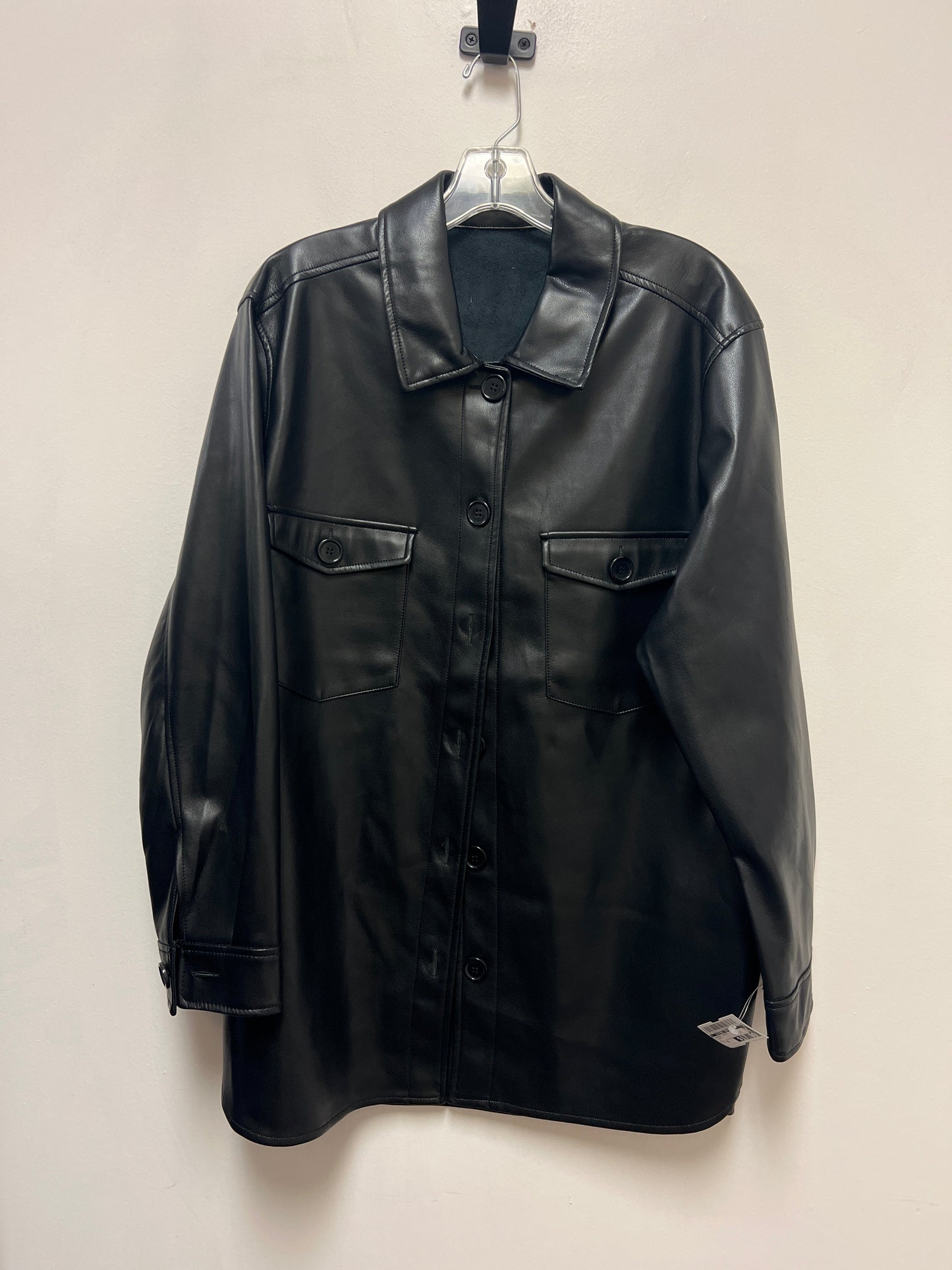 Jacket Shirt By Clothes Mentor In Black, Size: Xl