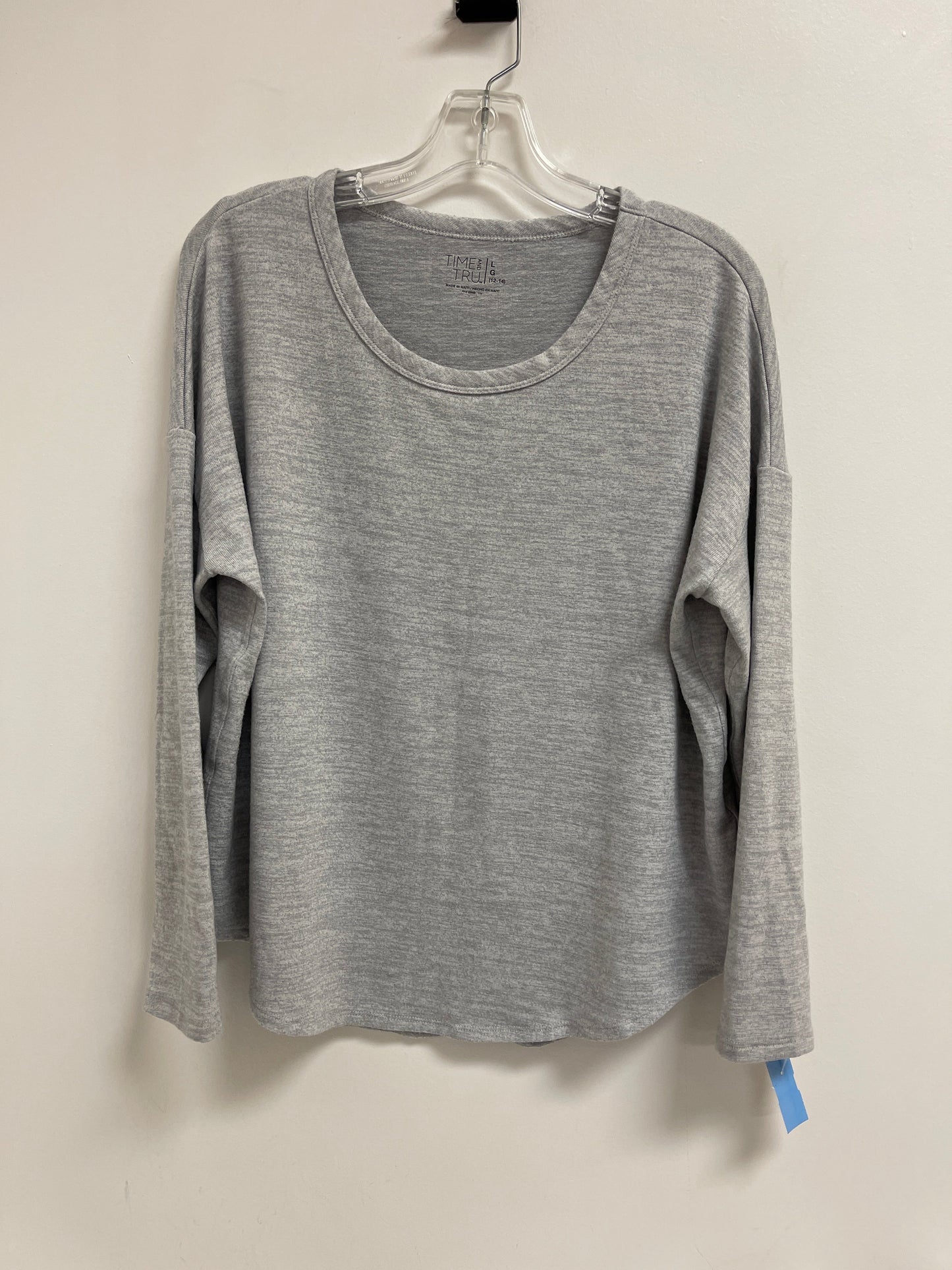 Top Long Sleeve Basic By Time And Tru In Grey, Size: L