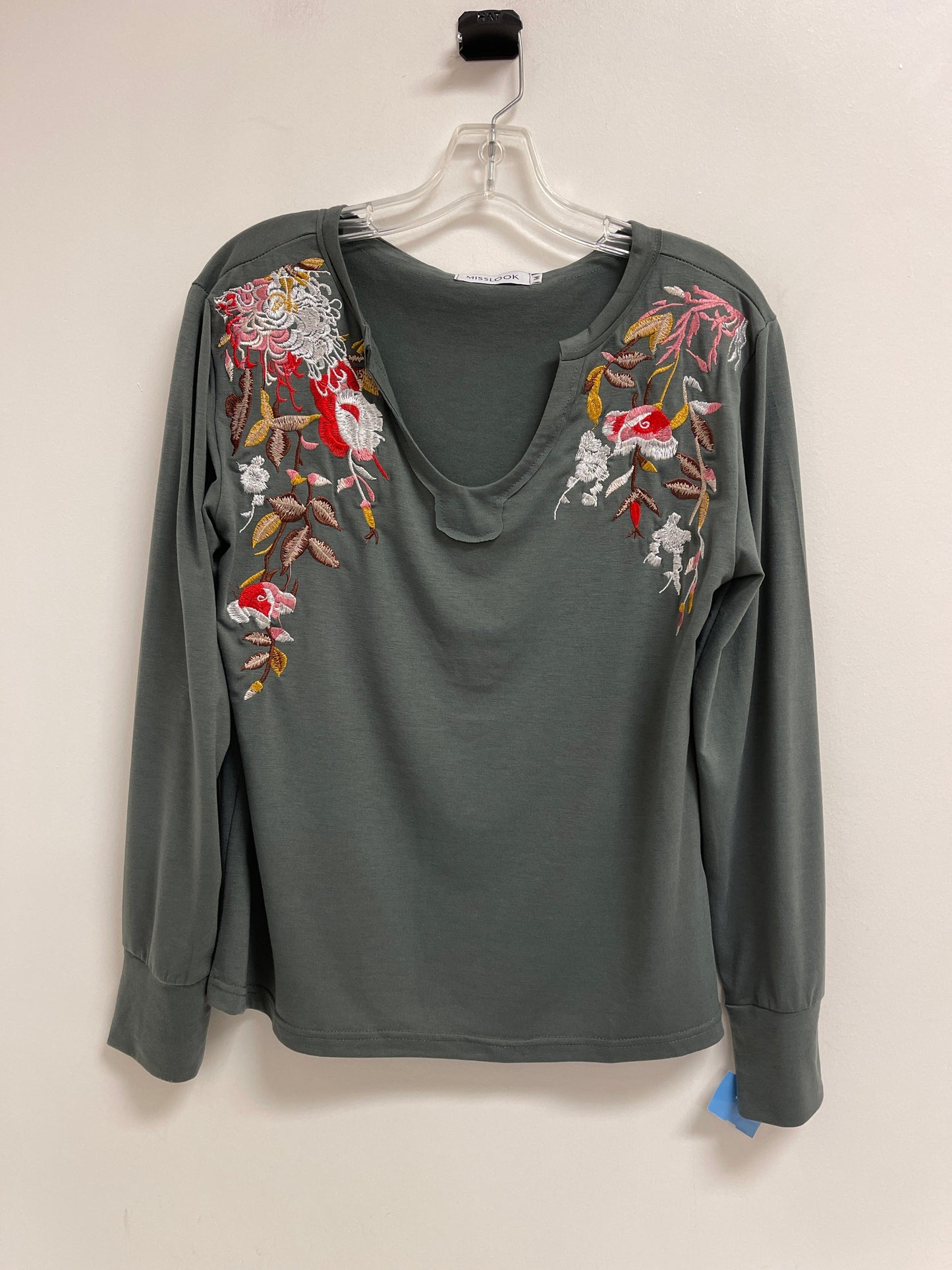 Top Long Sleeve By Misslook In Grey, Size: M