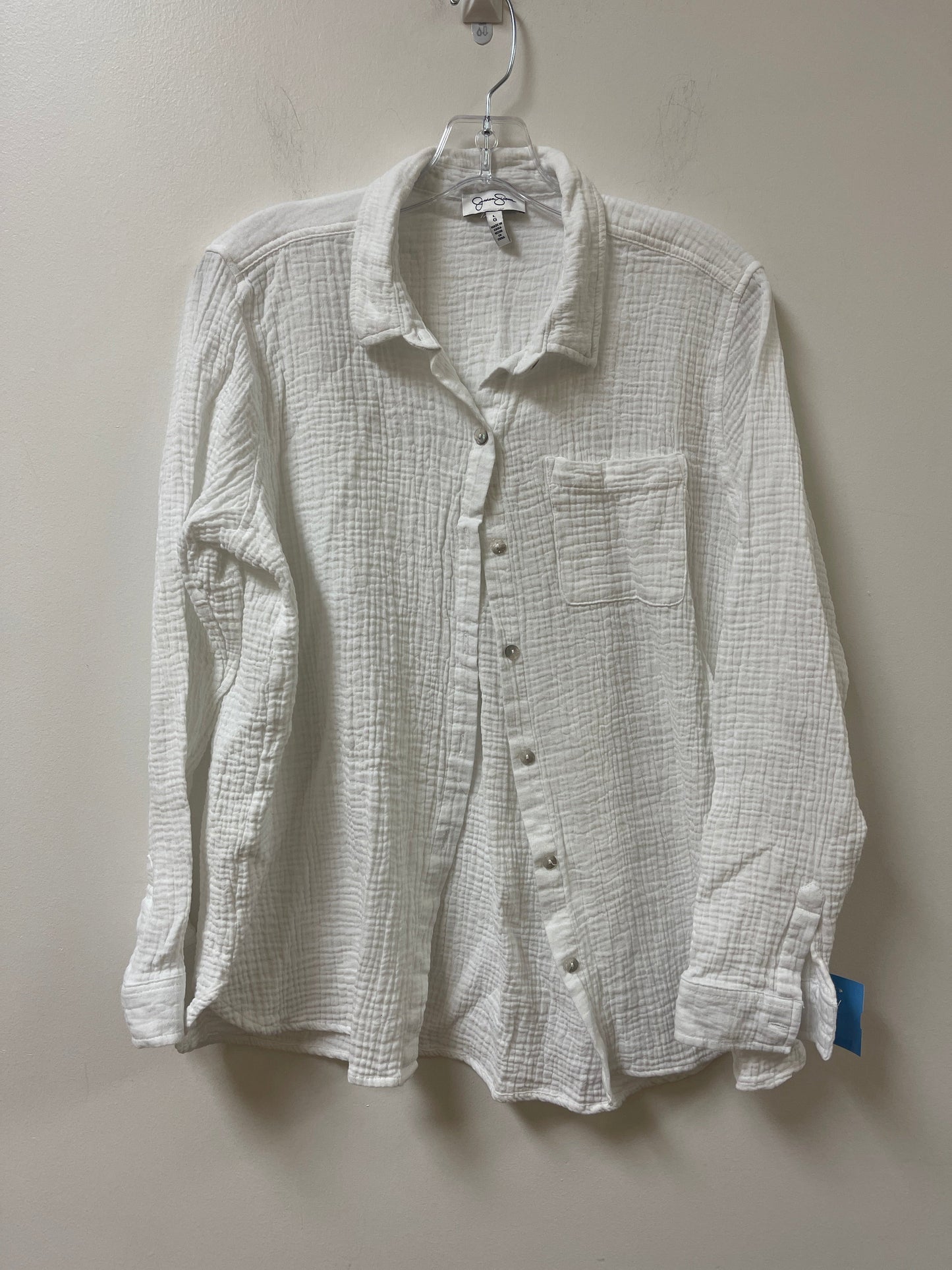 Blouse Long Sleeve By Jessica Simpson In White, Size: L