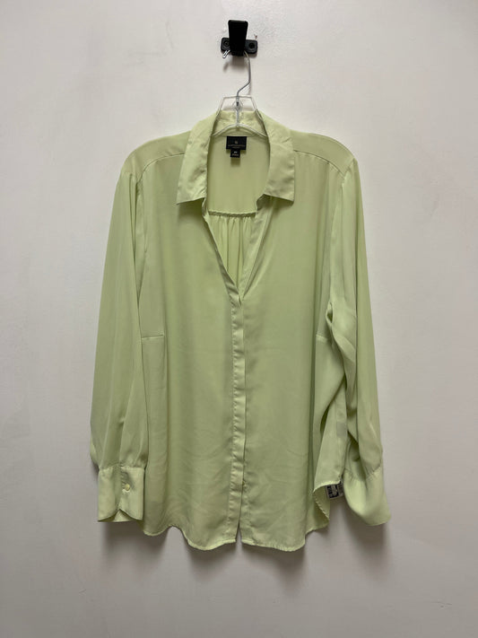 Blouse Long Sleeve By Worthington In Green, Size: 2x