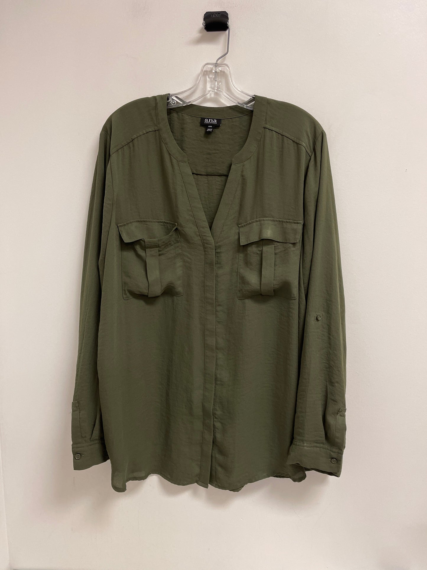 Blouse Long Sleeve By Ana In Green, Size: 2x