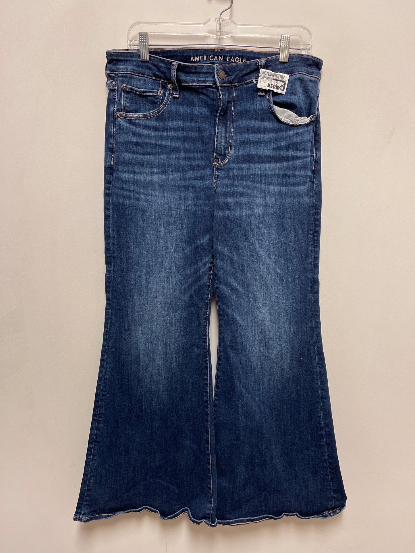 Jeans Flared By American Eagle In Blue Denim, Size: 14