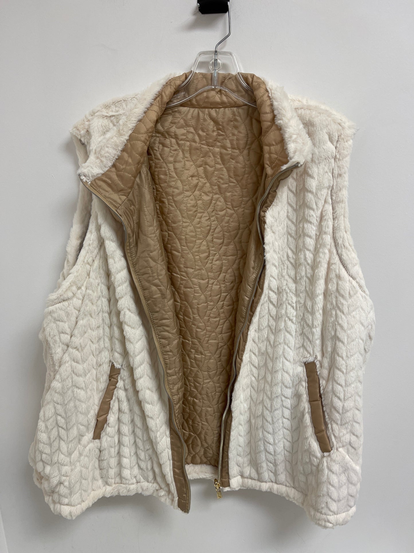 Vest Faux Fur & Sherpa By Kim Rogers In Cream, Size: 2x