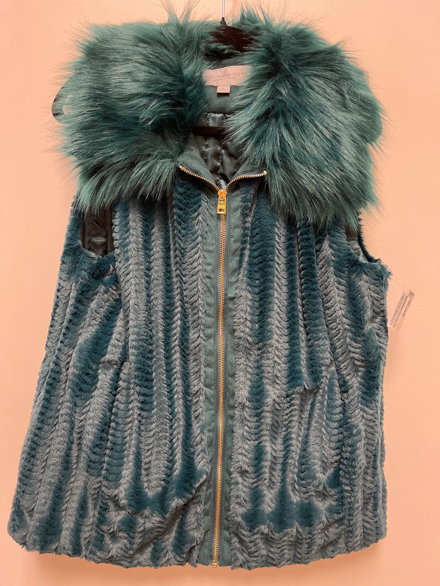 Vest Faux Fur & Sherpa By Marc New York In Teal, Size: L