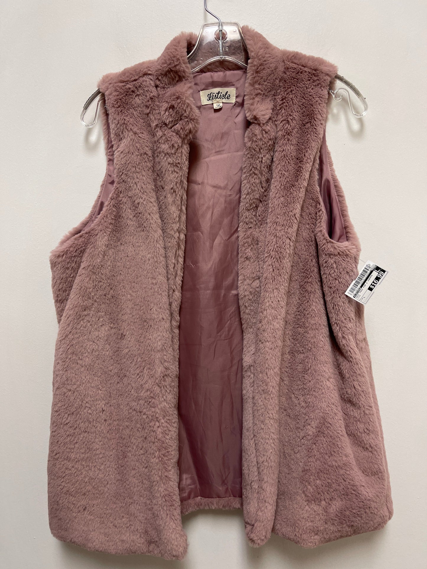 Vest Faux Fur & Sherpa By Listicle In Pink, Size: L