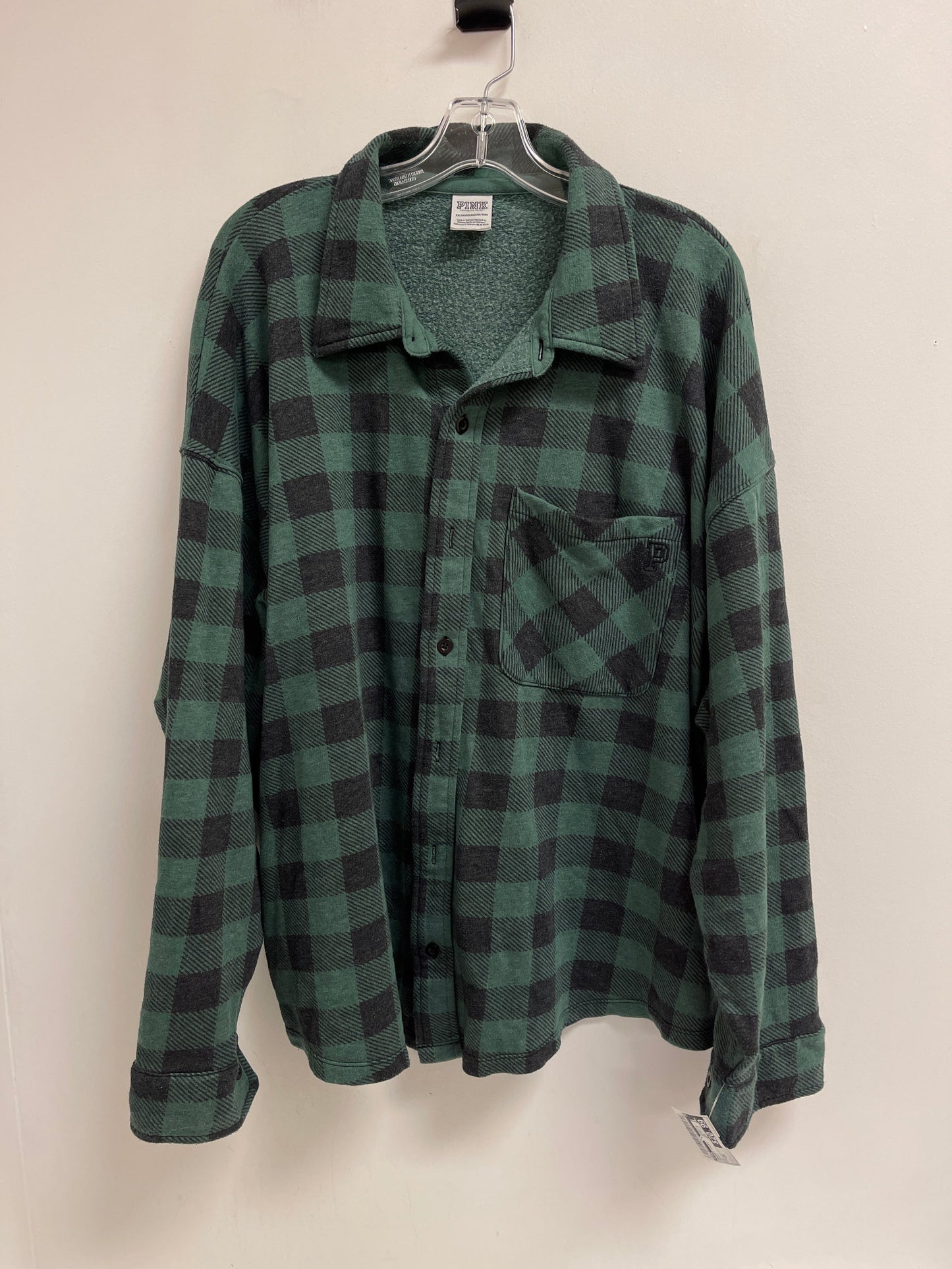 Jacket Shirt By Pink In Green, Size: 2x