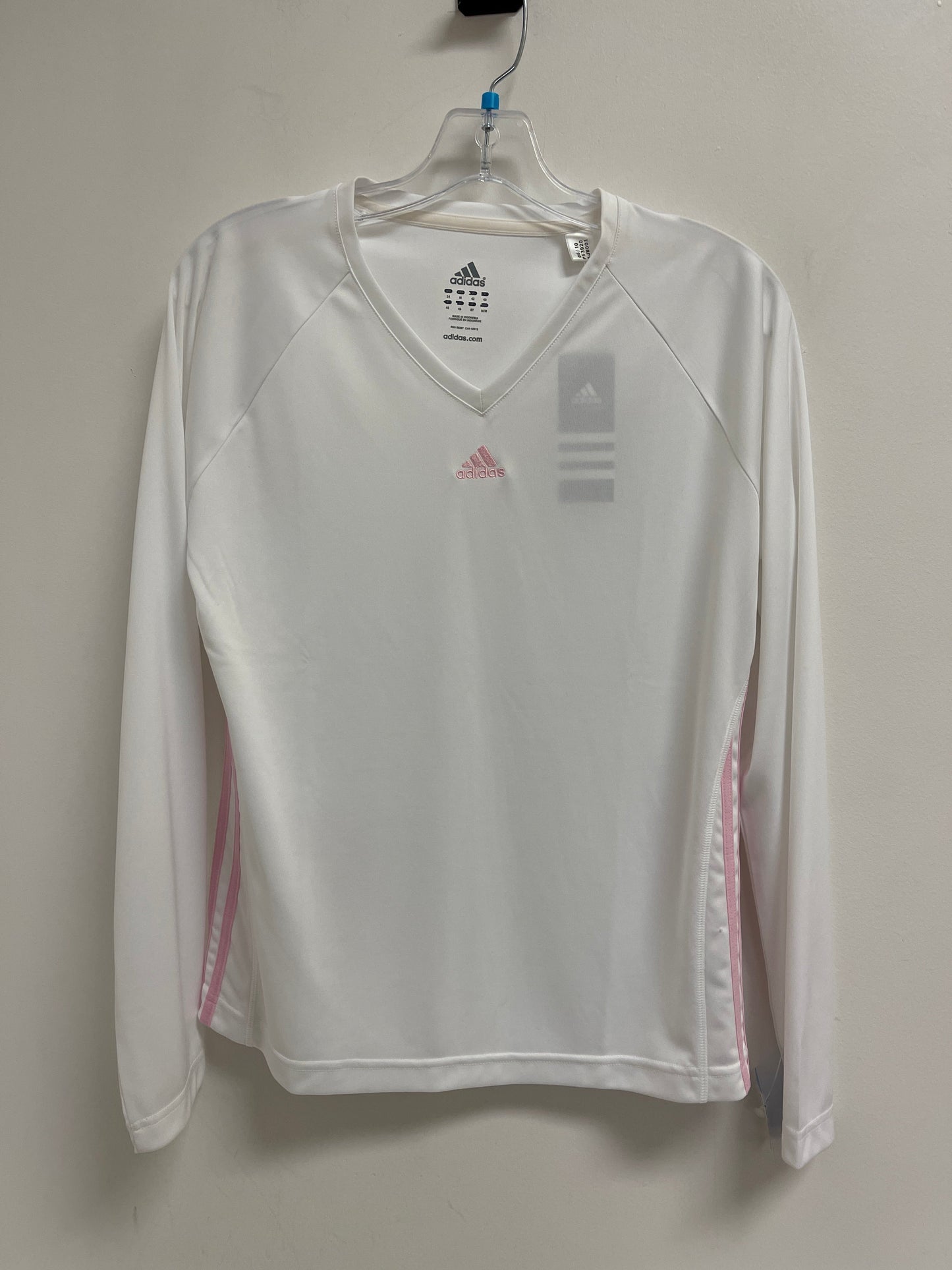 Athletic Top Long Sleeve Crewneck By Adidas In White, Size: M