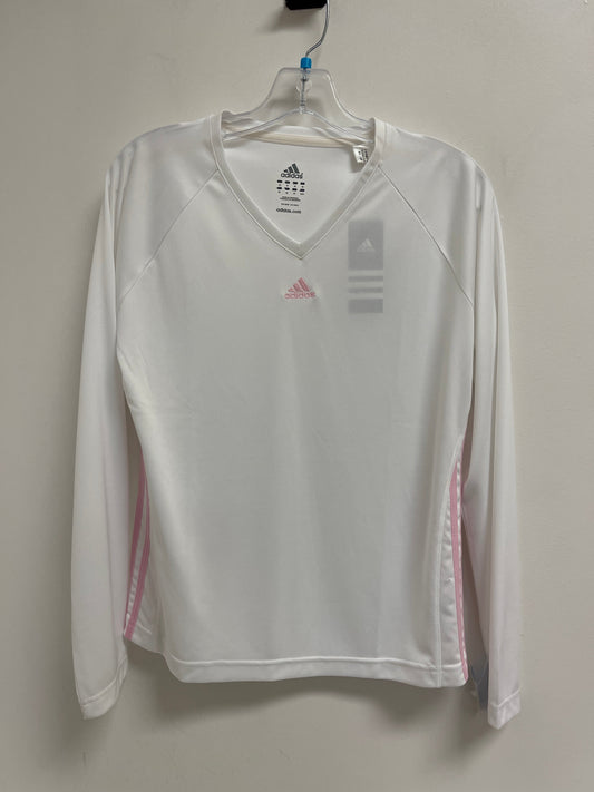 Athletic Top Long Sleeve Crewneck By Adidas In White, Size: M