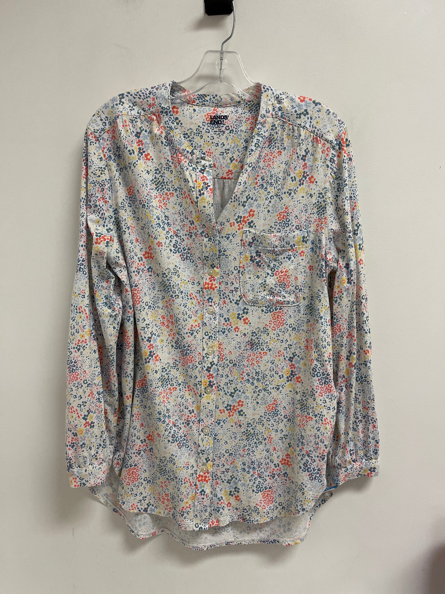 Blouse Long Sleeve By Lands End In Floral Print, Size: M