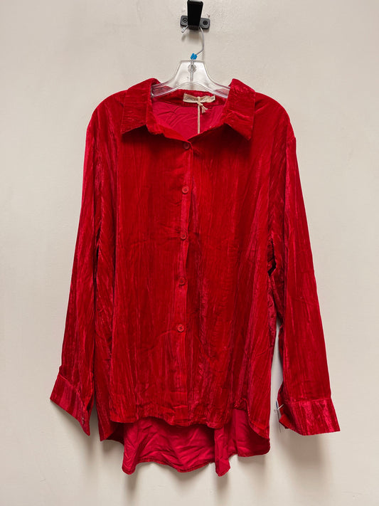 Blouse Long Sleeve By Clothes Mentor In Red, Size: 3x