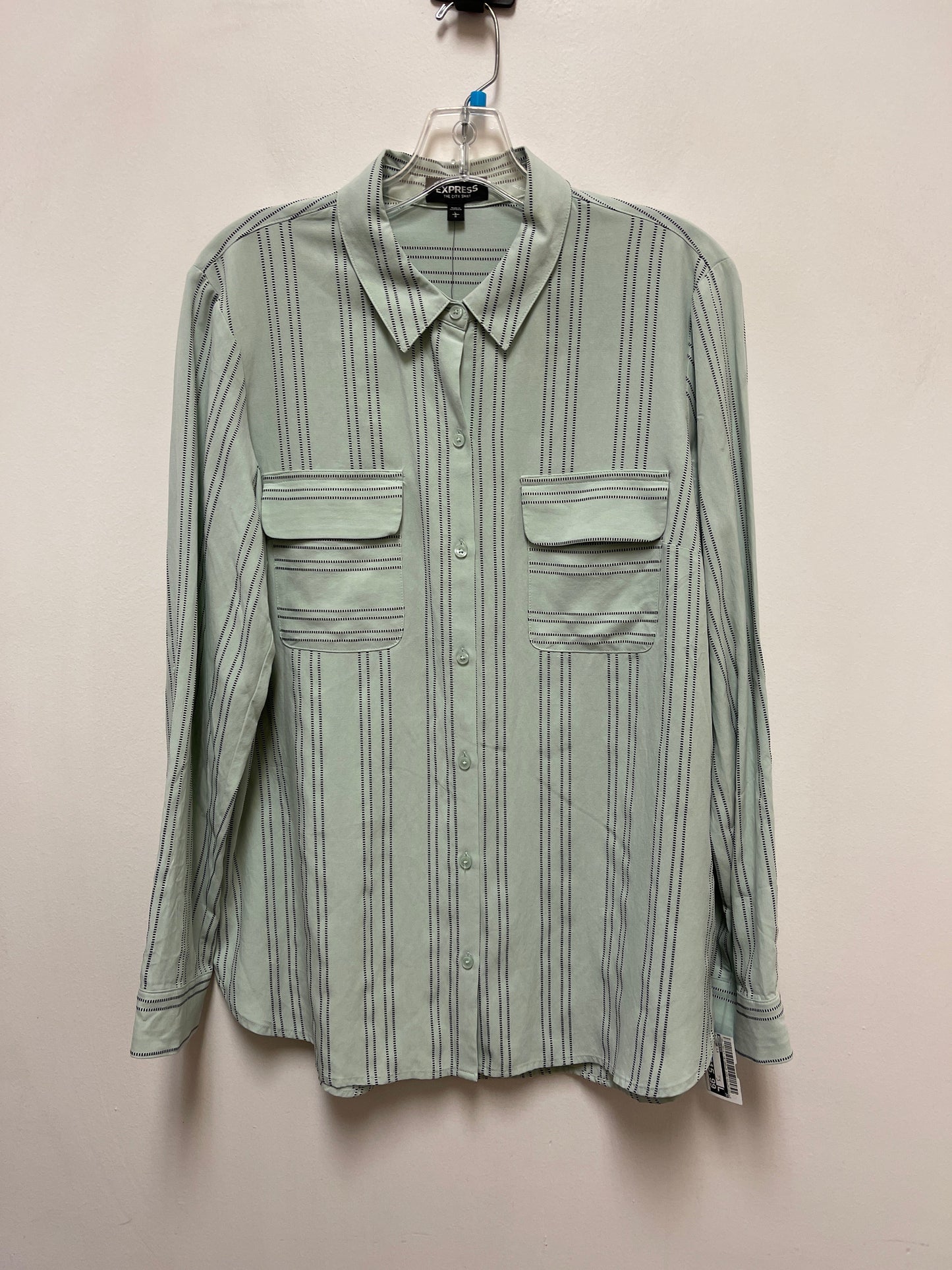 Blouse Long Sleeve By Express In Green, Size: L