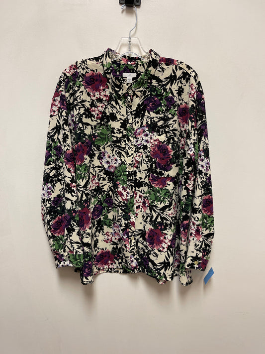 Blouse Long Sleeve By J. Jill In Floral Print, Size: Xl