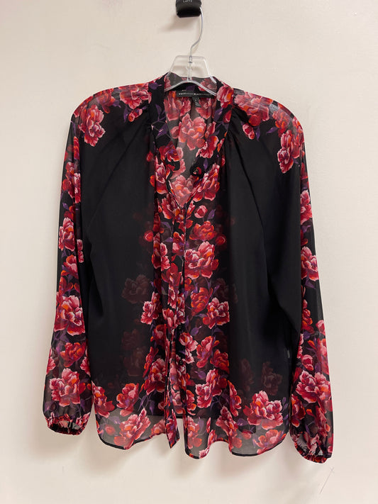 Blouse Long Sleeve By White House Black Market In Floral Print, Size: L