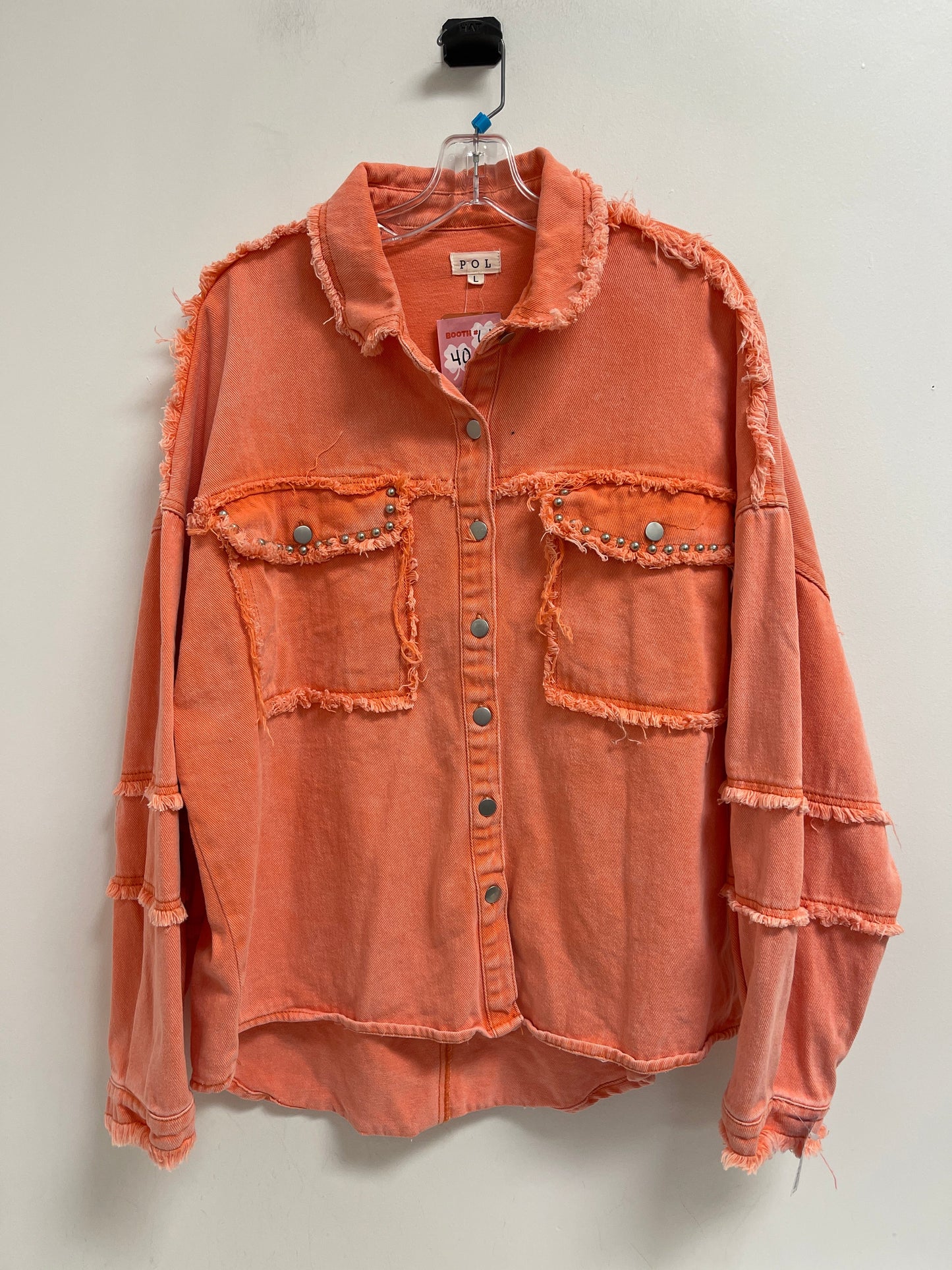 Jacket Denim By Pol In Orange, Size: L