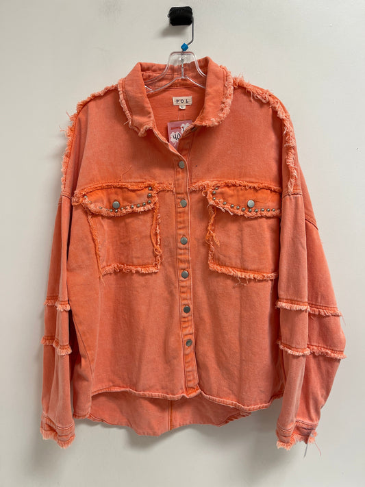 Jacket Denim By Pol In Orange, Size: L