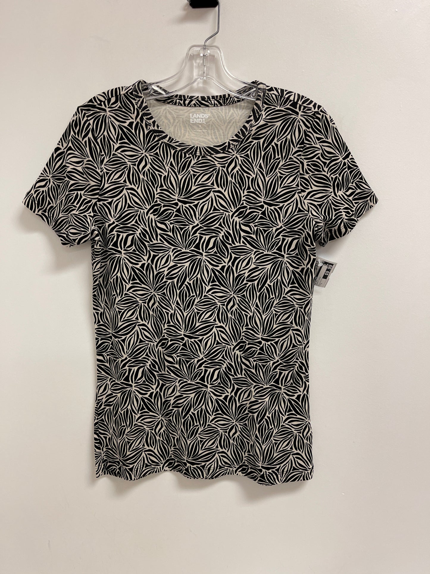 Top Short Sleeve By Lands End In Black & Cream, Size: S