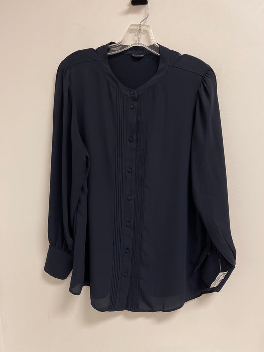 Blouse Long Sleeve By Ann Taylor In Navy, Size: L