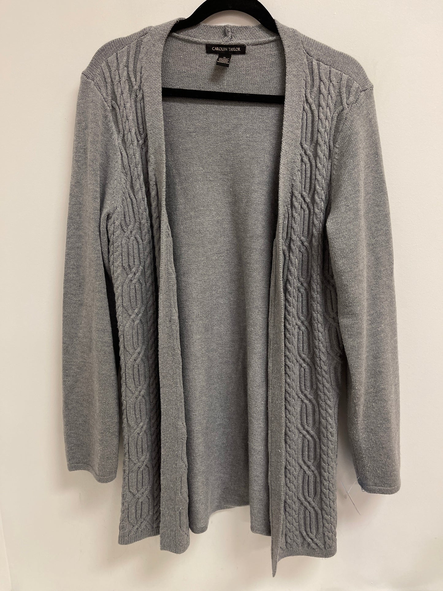 Sweater Cardigan By Carolyn Taylor In Grey, Size: Xl