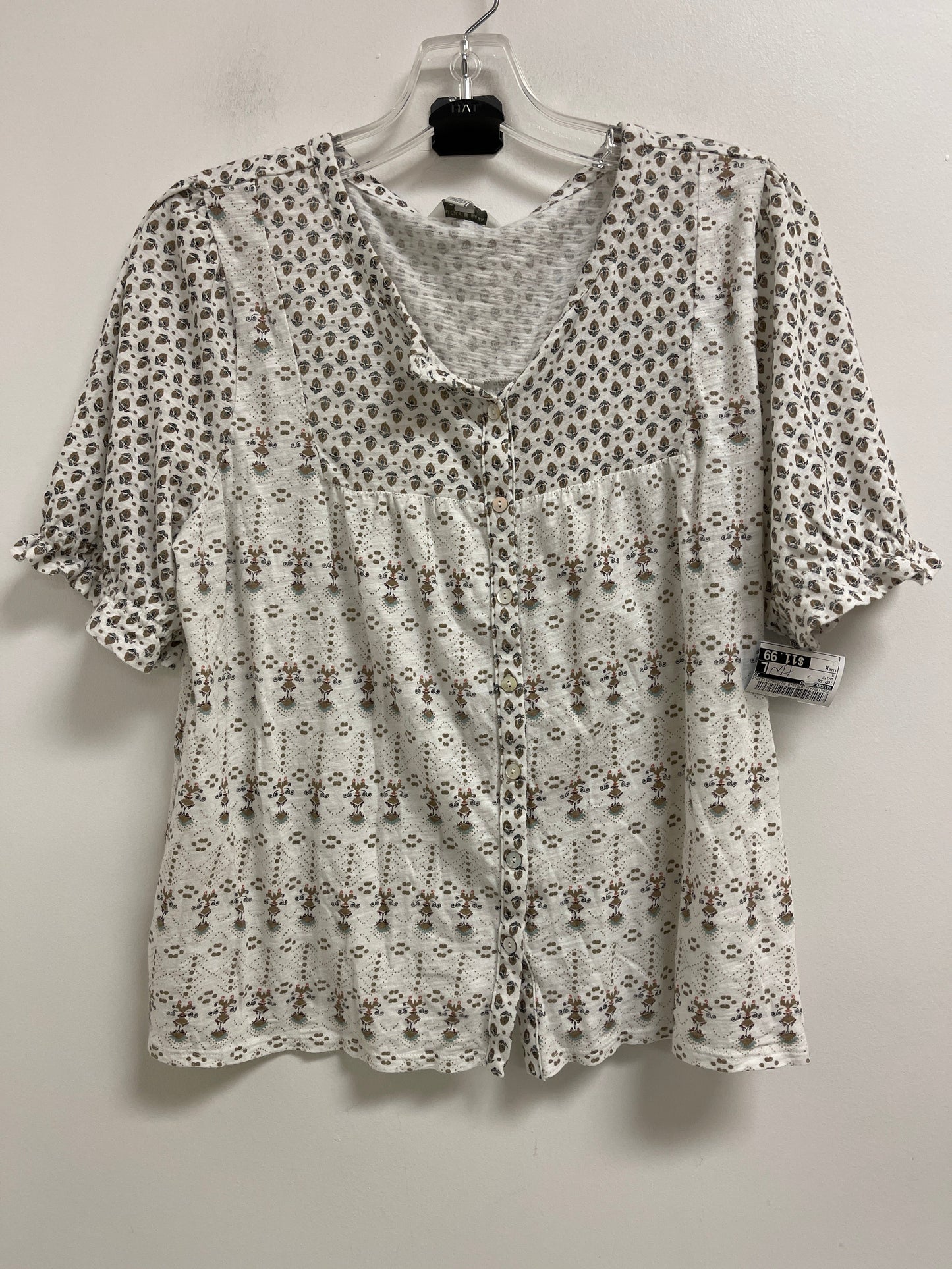 Top Short Sleeve By Lucky Brand In White, Size: M