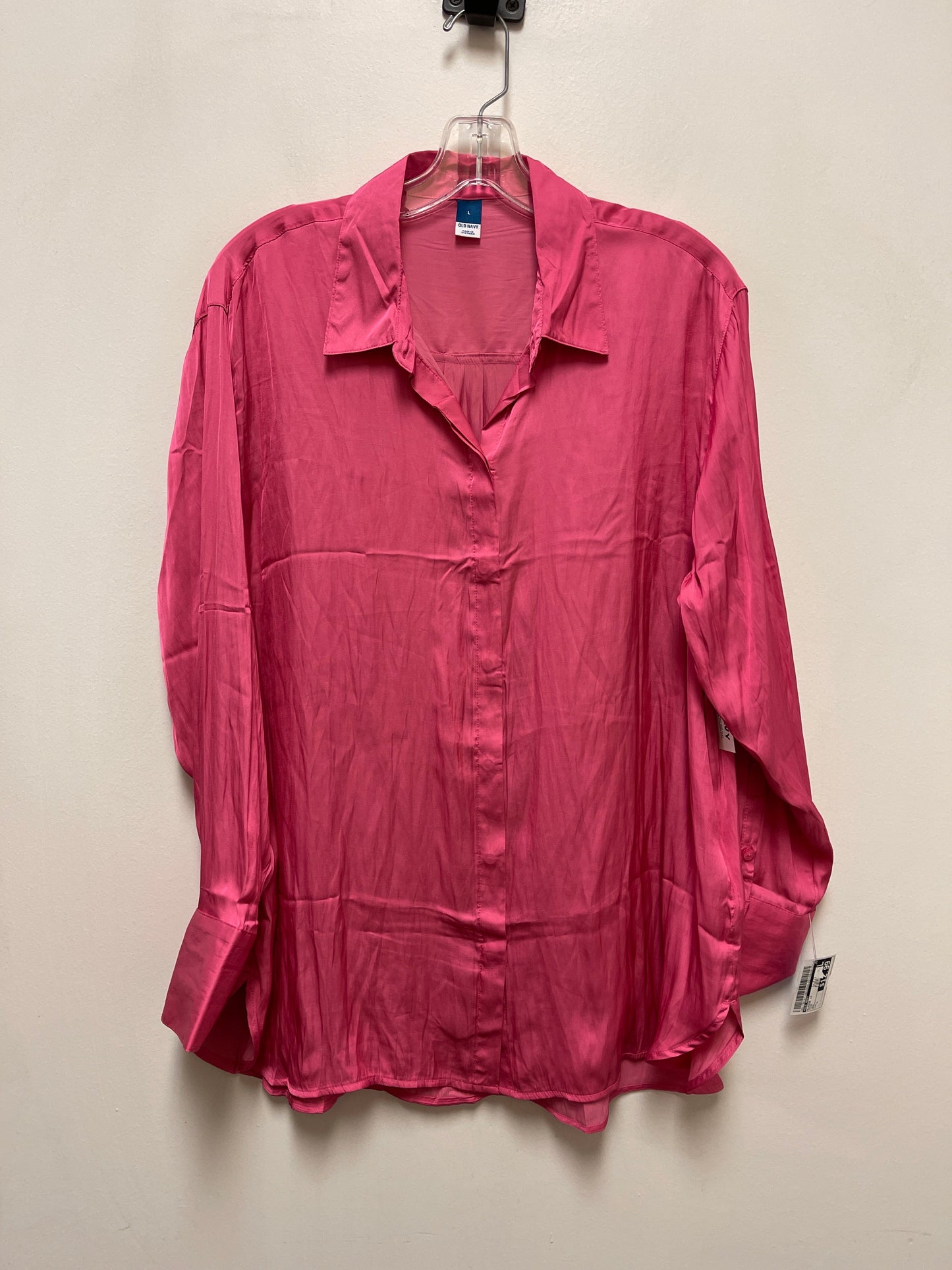 Blouse Long Sleeve By Old Navy In Pink, Size: L