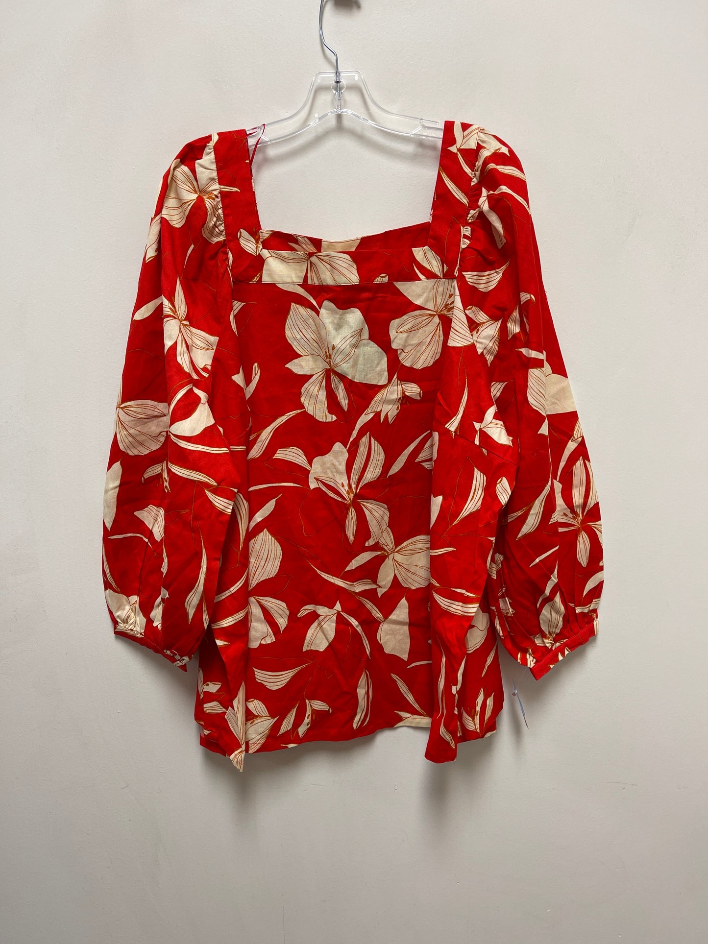 Top Long Sleeve By Ava & Viv In Red, Size: 3x