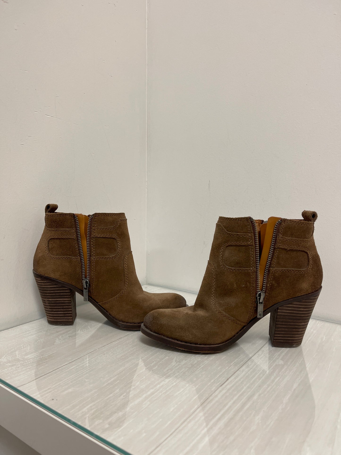 Boots Ankle Heels By Lucky Brand In Tan, Size: 7