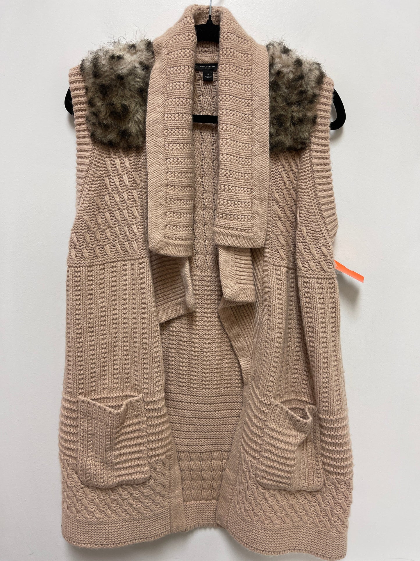 Sweater Cardigan By Ann Taylor In Tan, Size: S