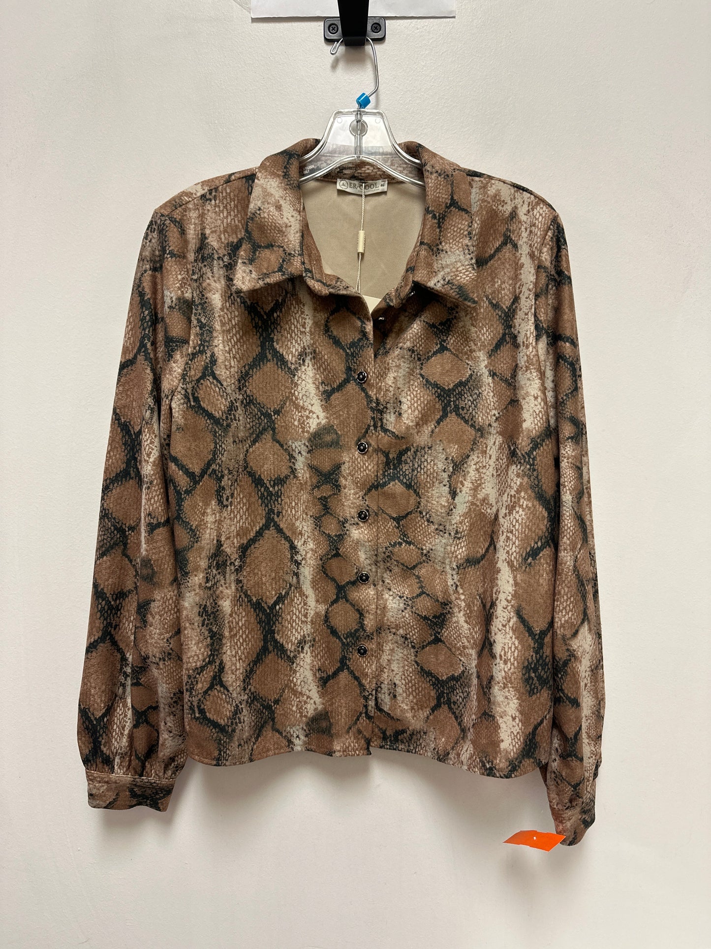 Blouse Long Sleeve By Clothes Mentor In Snakeskin Print, Size: L