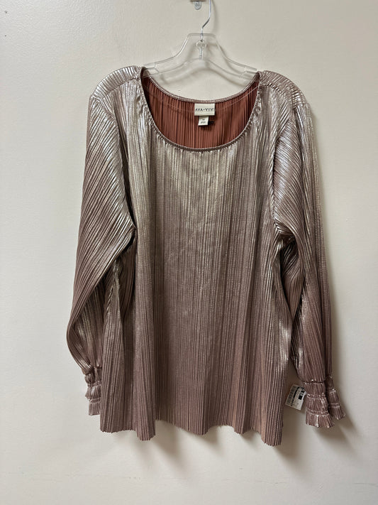 Top Long Sleeve By Ava & Viv In Rose Gold, Size: 3x