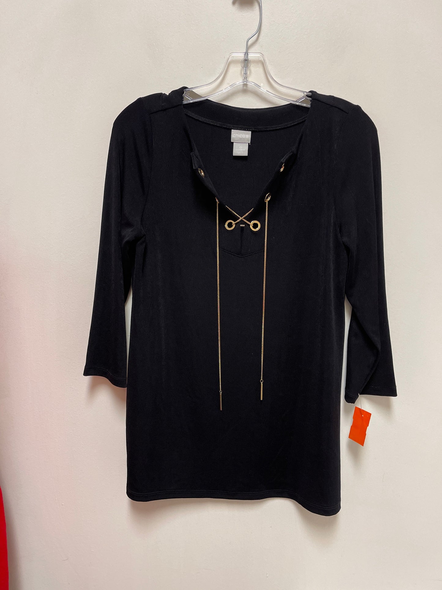 Top Long Sleeve By Chicos In Black, Size: S