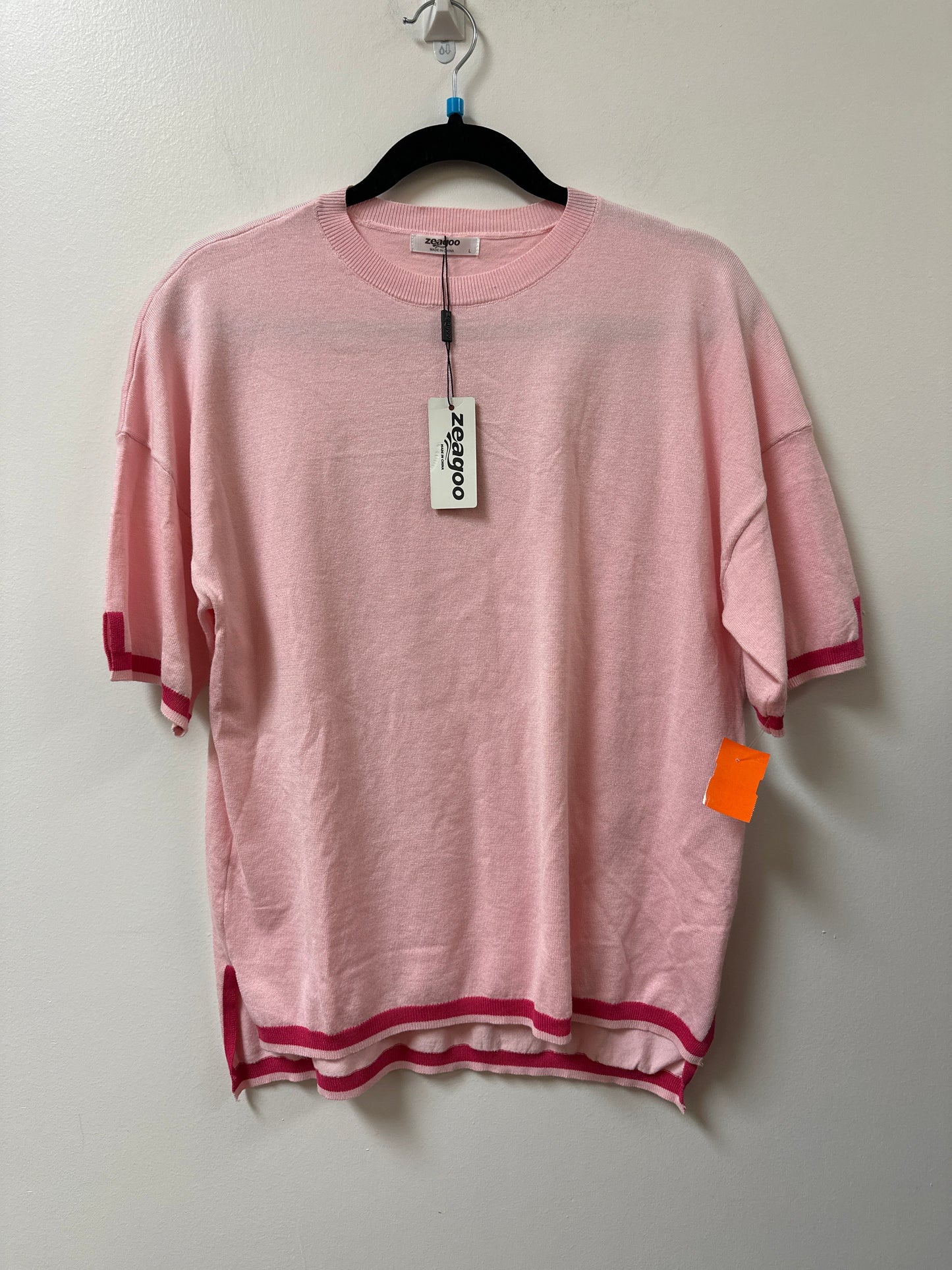 Sweater Short Sleeve By Clothes Mentor In Pink, Size: L